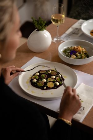 Look our beetroot carpaccio ! at 5SENSES Restaurant in Santorini