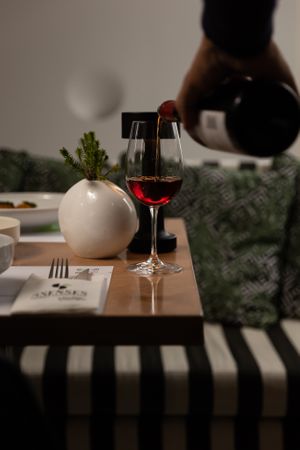 A glass of wine is always a must ! at 5SENSES Restaurant in Santorini