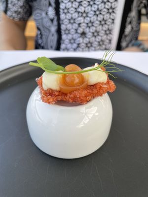 Looks bigger than it was. A neat little complementary appetizer.  at 5SENSES Restaurant in Santorini