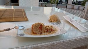 Traditional Turkish pumpkin dessert at Fatma Sultan in Antalya