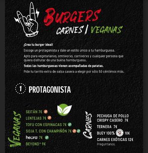 Carta vegana at Faroles Taberna Rock in Valladolid