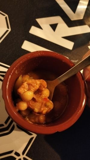 Cocido vegano at Faroles Taberna Rock in Valladolid