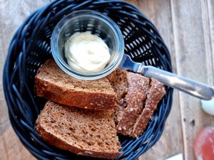 Bread and vegan butter at Posthuset in Esbjerg