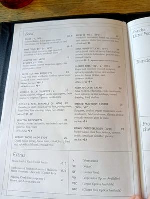 Menu at The Autumn Rooms in Cooks Hill
