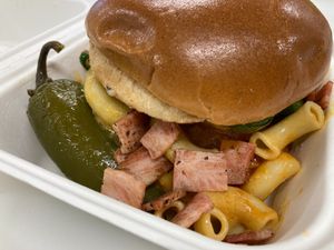 Buffalo mac 'n' chikn sandwich at Project Pollo - Anderson Lane in Austin