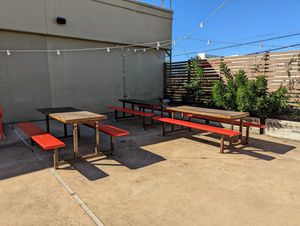 Patio seating and curb-side pick up available.  In mid-January 2022 during stage 5, staff were not masked. at Project Pollo - Anderson Lane in Austin