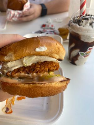 Nashville hot chicken and oreo milkshake at Project Pollo - Anderson Lane in Austin