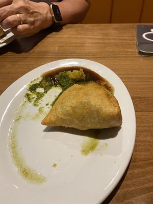 Samosa, almost finished before I took a picture  at Zaika Indian Cuisine in Colorado Springs