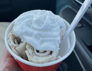 Apple pie cookie with nondairy whipped cream   at Totally Rolled Ice Cream in West Des Moines
