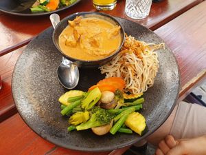 V2 vegan option with peanut sauce at Asia Town in Schwerin