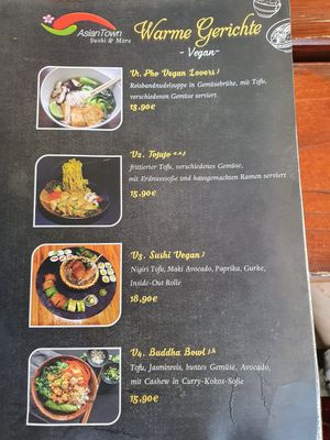 Vegan menu at Asia Town in Schwerin