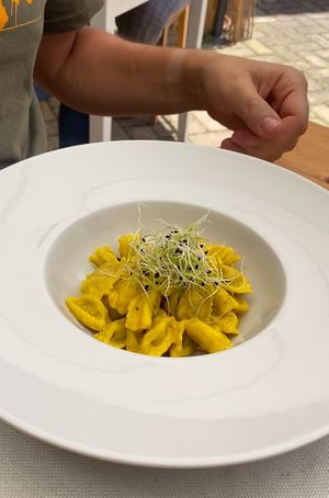 Plin patate e funghi   at Enoteca Semi di Vino  in Ricaldone