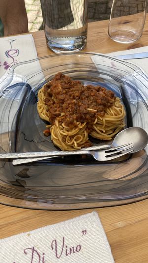 Tra sacro e profano (Tajerein al ragù di lenticchie)  at Enoteca Semi di Vino  in Ricaldone