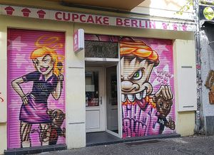 Exterior of location, street view - outside regular business hours at Superhero Records in Berlin