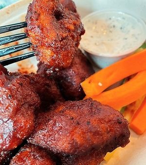 BBQ Cauliflower Wings and Ranch Dressing  at Champs Diner in Brooklyn