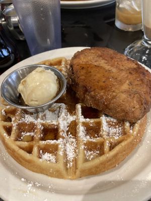 Chicken and waffles  at Champs Diner in Brooklyn