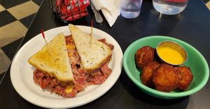 Vegan Reuben and Jalapeno Poppers at Champs Diner in Brooklyn