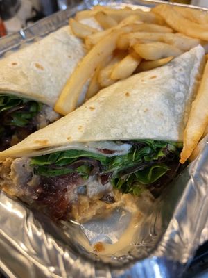 Cranberry chik’n wrap  at Champs Diner in Brooklyn