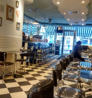 Inside the diner at Champs Diner in Brooklyn