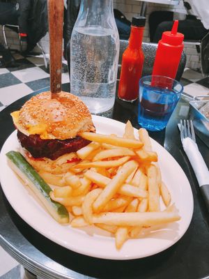 BBQ Seitan Burger at Champs Diner in Brooklyn