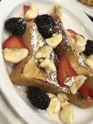 1/2 order of french toast w/ berries and banana  at Champs Diner in Brooklyn