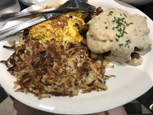 Country Fried Breakfasy at Champs Diner in Brooklyn
