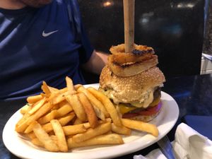 Burger  at Champs Diner in Brooklyn