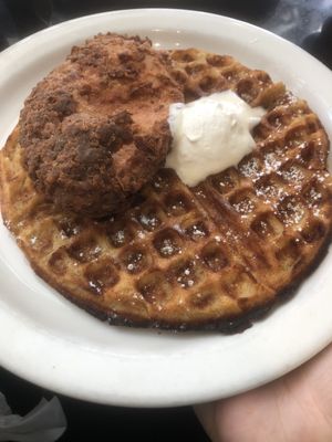 Chicken and waffle  at Champs Diner in Brooklyn