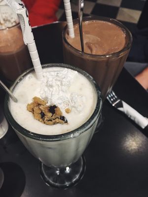 Cookie dough and chocolate milkshakes  at Champs Diner in Brooklyn