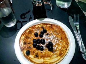 Blueberry pancake at Champs Diner in Brooklyn