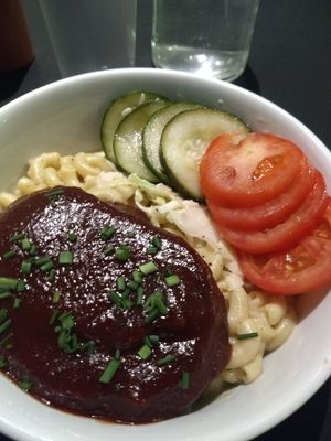 Seitan helper at Champs Diner in Brooklyn