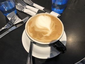 Soy latte. at Champs Diner in Brooklyn