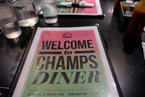 Menu at Champs Diner in Brooklyn