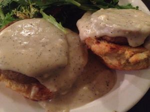 Biscuits and gravy at Champs Diner in Brooklyn