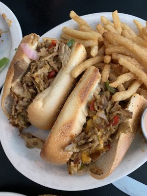 Philly cheese steak  at Champs Diner in Brooklyn