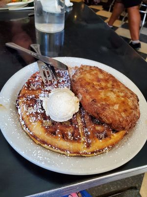 Chicken and waffles 🥰😍😍 at Champs Diner in Brooklyn
