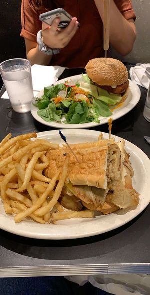 cubano (front) and nashville hot (back) at Champs Diner in Brooklyn