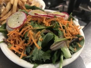 Side salad at Champs Diner in Brooklyn