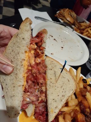 Reuben with chili cheese fries at Champs Diner in Brooklyn