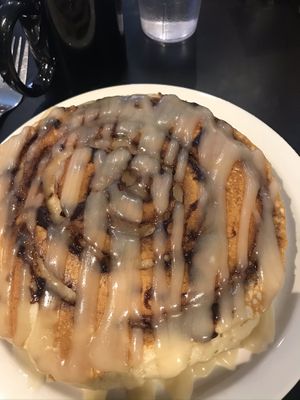 Cinnamon roll pancakes without pecans at Champs Diner in Brooklyn