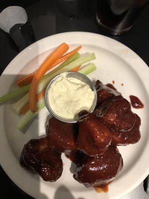 Bbq cauliflower wings with blue cheese sauce  at Champs Diner in Brooklyn
