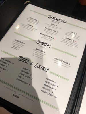 Menu at Champs Diner in Brooklyn