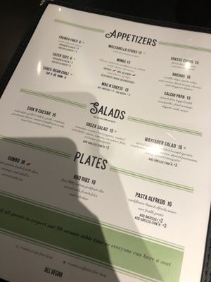 Menu  at Champs Diner in Brooklyn