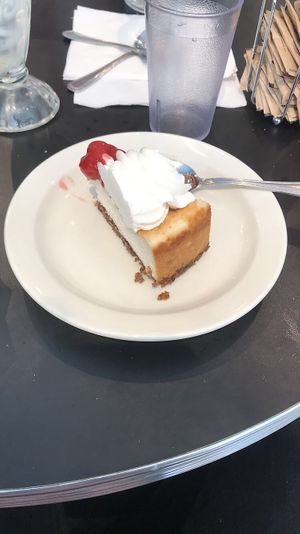 Vegan New York Style Cheesecake. at Champs Diner in Brooklyn