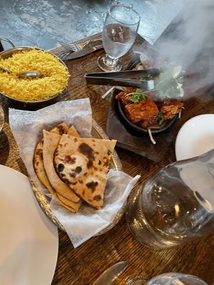 Roti naan and zafrani rice  at Ambrosia India Bistro in Monterey