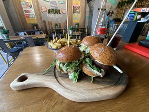 If you find it too hard to decide which vegan burger to try — have them all! They do a sliders board with mini versions of the burgers; and they are Awesome!  at Submarine Burgers in Zadar