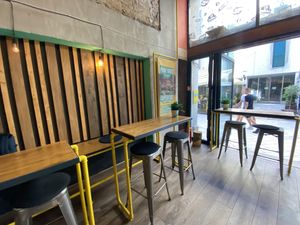 There are posters advertising the plant based options    at Submarine Burgers in Zadar