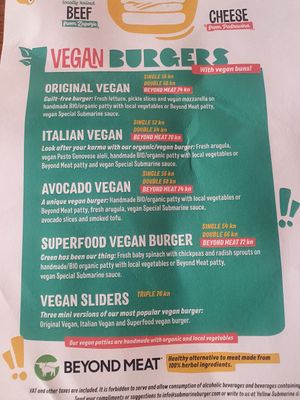 Burger and slider choices clearly labelled. at Submarine Burgers in Zadar