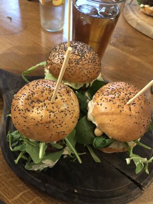 Three vegan mini burgers  at Submarine Burgers in Zadar