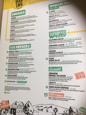 Menu at Submarine Burgers in Zadar